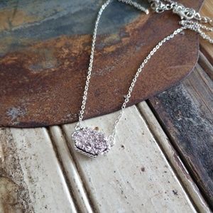 New dainty silver pink stone necklace